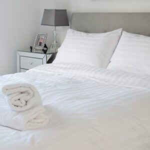 satin stripe bed linen